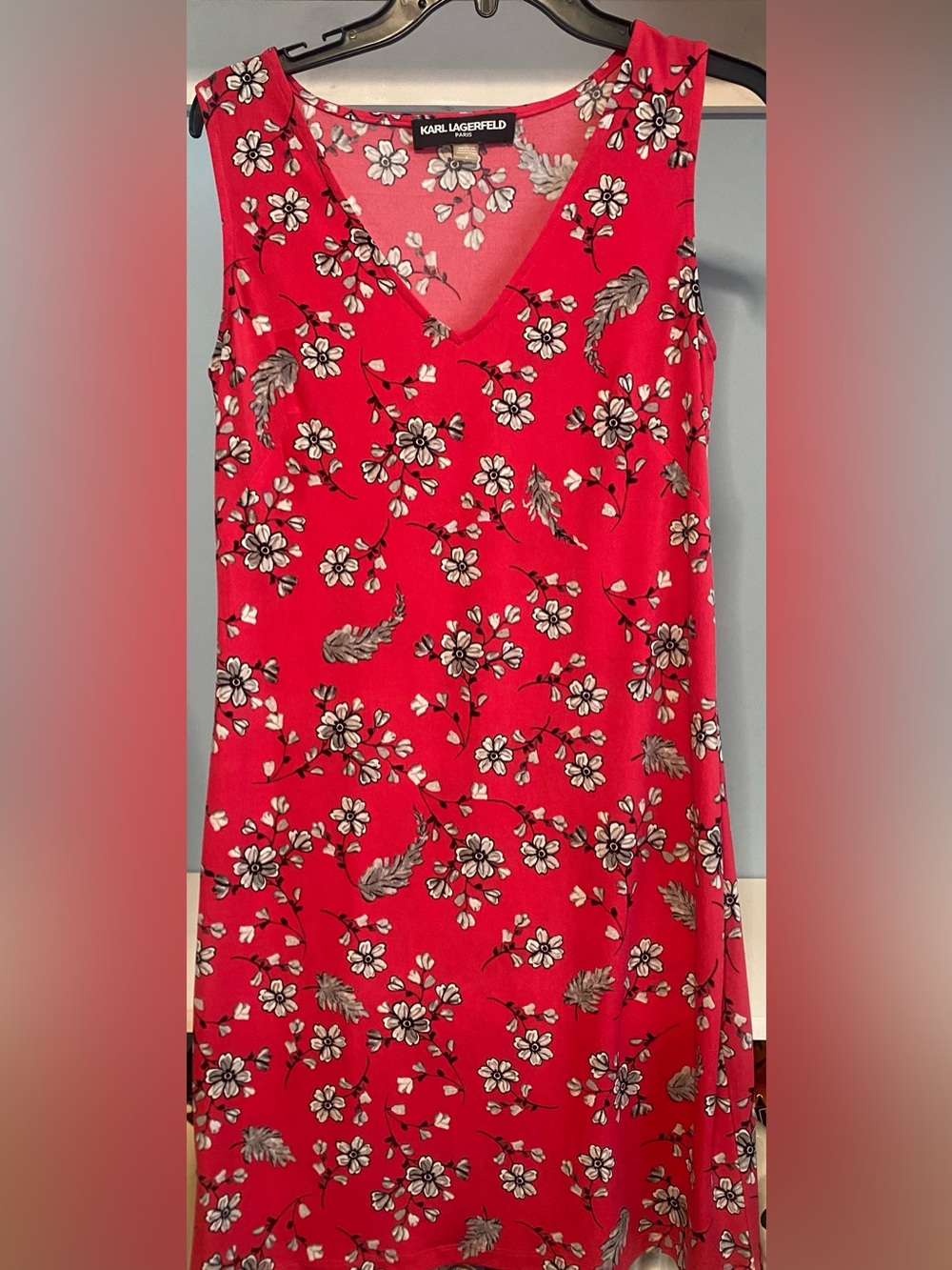 Karl Lagerfeld Paris cottagecore Red romantic Floral V-Neck Midi Dress size 0